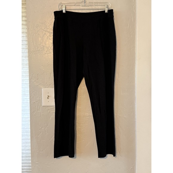 Habitat Straight Leg Pants Womens L Black  Pull On Textured Pullon Lagenlook - Picture 1 of 4